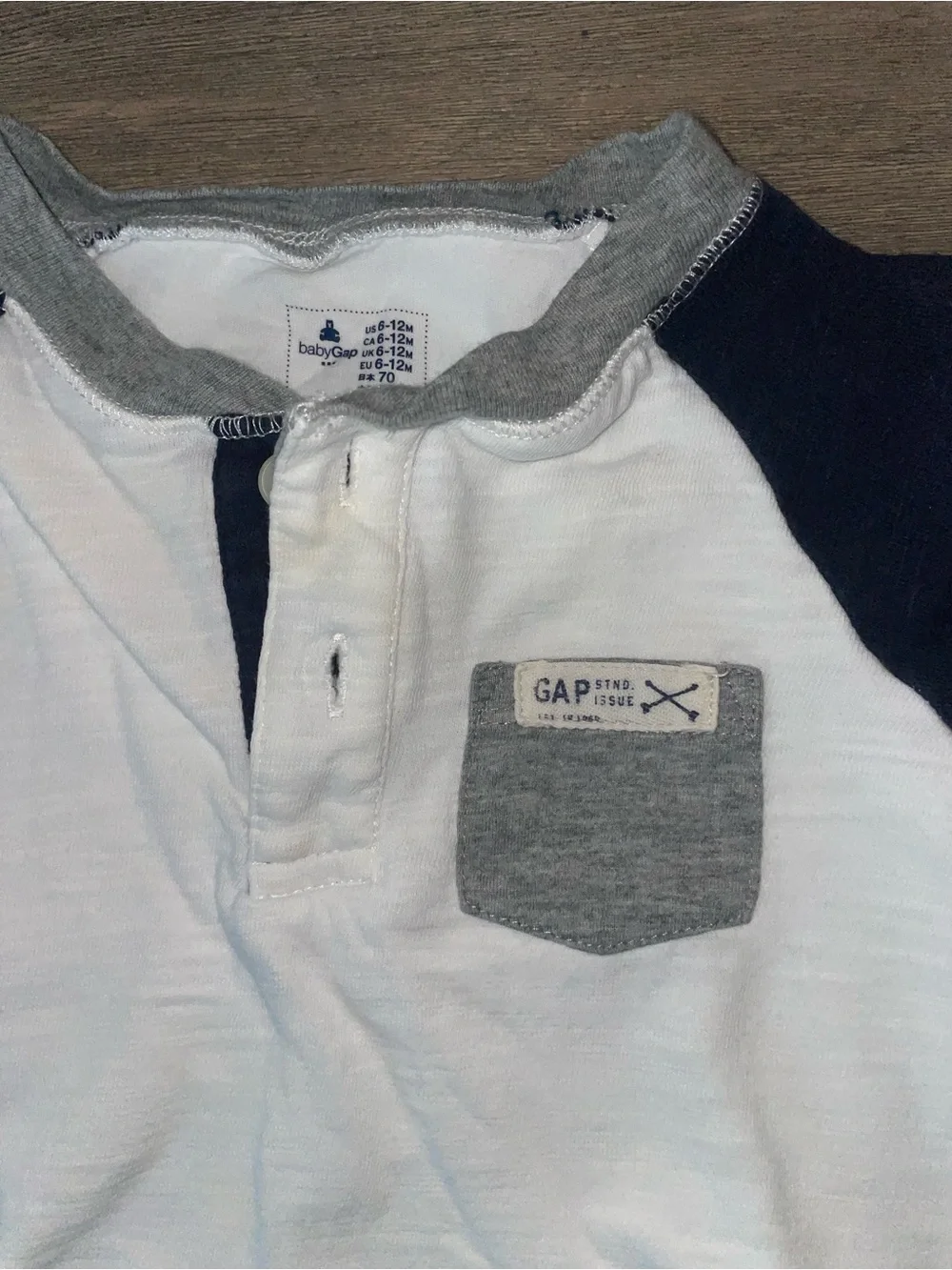 GAP White and Navy Long-Sleeve One-Piece